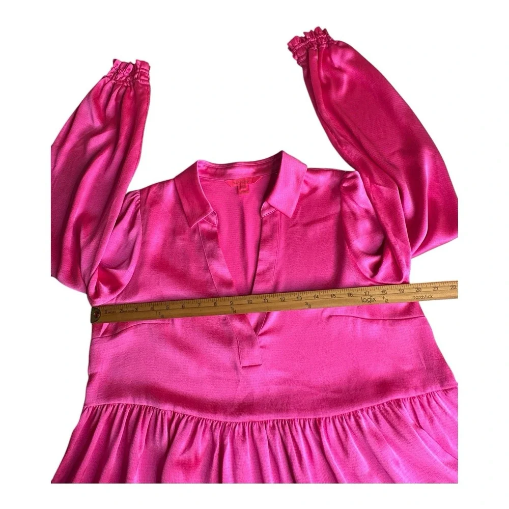 Lilly Pulitzer‎ Jaylene Dark Pink Party Puff Long Sleeve Jacquard Size 10